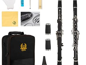 Rhythm Bb Clarinet 17 Nickel Keys Black Bb Clarinet - فرقة آلات النفخ الخشبية والأوركسترا الموسيقية للمبتدئين ، تتضمن كلارينيت ، علبة كلارينيت ، حامل