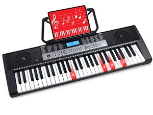 Best Choice Products 54-Key Electronic Keyboard Piano لوحة مفاتيح كهربائية محمولة للمبتدئين مجموعة كاملة مع شاشة LCD ، محول الطاقة ، أوضاع التدريس ، حامل لوح الموسيقى ، مكبرات صوت مدمجة