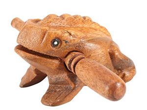 Zyyini Wooden Frog ، تايلاند التقليدية الحرفية الخشبية لاكي الضفدع آلة موسيقية للديكور المنزل والمكتب (5.8 سم)