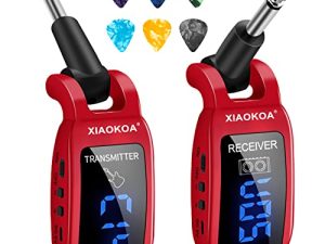 نظام جيتار لاسلكي ، جهاز استقبال جيتار لاسلكي XIAOKOA UHF 164 قدم مع شاشة HD LED للآلات الموسيقية ذات الجيتار الكهربائي أحمر）