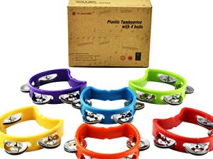 MUSICUBE Tambourine للكبار والأطفال 6 قطع من البلاستيك الدف مع 4 أجراس جرس يدوي ألعاب موسيقية لآلة إيقاع الموسيقى للأطفال الصغار ومستلزمات الحفلات في رياض الأطفال والأسرة والمدرسة