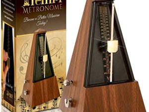 Tempi Metronome للموسيقيين - يشمل الكتاب الإلكتروني وضمان لمدة عامين - المسرع الميكانيكي للبيانو ، و Metronome للجيتار / الكمان أو موسيقى المسرع للكبار والأطفال (قشرة حبيبية بلاستيكية بنية)
