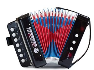 MUSICUBE Kids Accordion Instrument Toys 10 Keys Button Small Accordion for Boys & Girls Educational Musical Instrument Toys Gift Gift (Black)