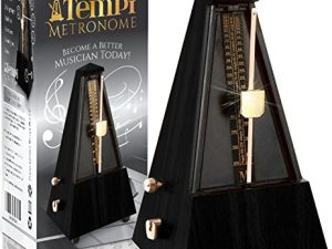 Tempi Metronome للموسيقيين - يشمل الكتاب الإلكتروني وضمان لمدة عامين - المسرع الميكانيكي للبيانو ، و Metronome للجيتار / الكمان أو موسيقى المسرع للكبار والأطفال (قشرة بلاستيكية سوداء من الحبوب)
