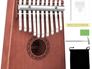 Kalimba ، مفاتيح Eison Kalimba Thumb Piano 10 مع حقيبة حافظة ، طقم البيانو الأفريقي ، حقيبة قماش ، تعليمات ، مطرقة ضبط ، ملصقات مفاتيح ، هيكل خشب الماهوجني الصلب (ES-Kalimba-10)