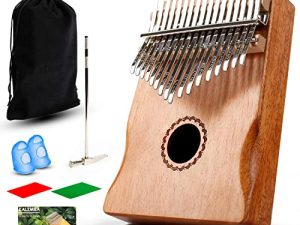 بيانو TIB Thumb 17 مفتاحًا - بيانو إصبع Mbira المحمول هدية موسيقية مثالية - آلات موسيقية للأطفال والكبار المبتدئين - بيانو يدوي يتضمن مطرقة ضبط وأغطية الأصابع والمزيد