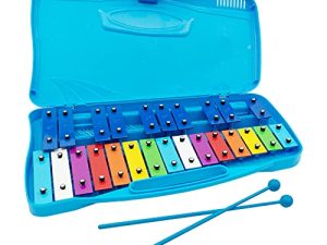 VACHAN Xylophone ، 25 ملاحظة Glockenspiel Xylophone للأطفال ، مفاتيح معدنية ملونة للعبة الموسيقية مع جراب و 2 مطرقة آمنة ، أداة تعليم موسيقى إكسيليفون احترافية ، هدايا