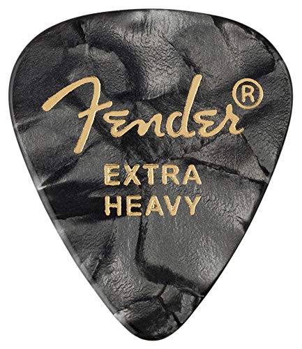 Fender Premium Celluloid Guitar Picks 351 Shape ، Black Moto ، ثقيل إضافي ، 12 عبوة Fender Premium Celluloid Guitar Picks 351 Shape ، Black Moto ، ثقيل إضافي ، 12 عبوة