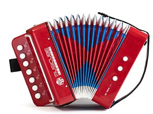 MUSICUBE Kids Accordion Instrument Toys 10 Keys Button Small Accordion for Boys & Girls Educational Musical Instrument Toys Gift Gift (RED)