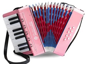 MUSICUBE آلة الأكورديون للأطفال 17 مفتاحًا 8 باس الأكورديون مع أشرطة للمبتدئين والكبار ، لعبة الآلات الموسيقية التعليمية للأولاد والبنات الذين تتراوح أعمارهم بين 3 سنوات فما فوق (وردي)