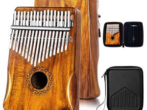 MIFOGE Kalimba Thumb Piano 17 مفتاحًا مع Koa Acacia Wood ، Mbira ، صندوق حماية مقاوم للماء ، سهل التعلم ، آلة موسيقية محمولة ، هدية للمبتدئين الكبار (Koa)