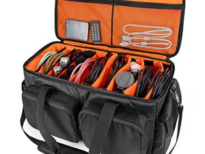 Trunab DJ Cable File Bag مع قاعدة مبطنة قابلة للفصل وفواصل ، حقيبة سفر لأدوات DJ الاحترافية ، وآلات موسيقية وملحقاتها