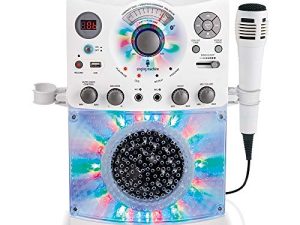 آلة الغناء SML385UW بلوتوث نظام كاريوكي مع أضواء LED ديسكو ، CD + G ، USB ، وميكروفون ، أبيض [أمازون حصريًا]