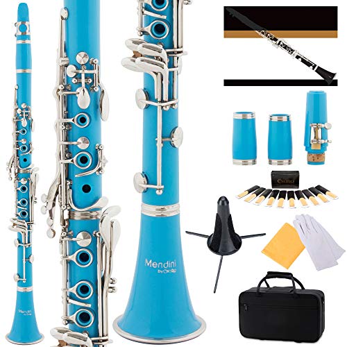 Mendini by Cecilio B Flat Beginner Clarinet with 2 برميل ، حقيبة ، حامل ، كتاب ، 10 قصب ، وقطعة فم - مجموعة كلارينيت Bb Student ، آلات موسيقية للرياح وآلات النفخ الخشبية ، Sky Blue Clarinet Mendini by Cecilio B Flat Beginner Clarinet with 2 برميل ، حقيبة ، حامل ، كتاب ، 10 قصب ، وقطعة فم - مجموعة كلارينيت Bb Student ، آلات موسيقية للرياح وآلات النفخ الخشبية ، Sky Blue Clarinet