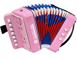 MUSICUBE Kids Accordion Instrument Toys 10 Keys Button Small Accordion for Boys & Girls Educational Musical Instrument Toys Pink