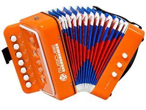 MUSICUBE Kids Accordion Instrument Toys 10 Keys Button Small Accordion for Boys & Girls Educational Musical Instrument Toys (ORANGE)