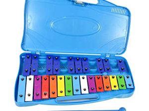 ENNBOM 25 ملاحظات Vibraphone Xylophone Glockenspiel آلة قرع باللون الأسود والأزرق مع علبة (علبة زرقاء - أزرق)