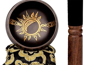 طقم وعاء سن إن مون للغناء من أوم ستور - أداة وعاء الحمام ذات الصوت المحفور باللون الأسود - فريدة من نوعها ، مصنوعة يدويًا للشفاء الروحي والانعكاس والديكور البوهيمي والتأمل