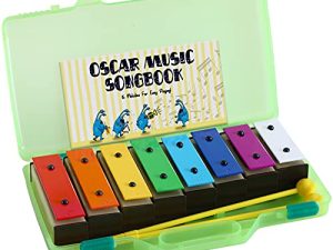 MINIARTIS Xylophone Glockenspiel 8 ملاحظات | أجراس مرنان لوني للأطفال | كتاب الأغاني مع الحالة الخضراء | هدية عيد ميلاد رائعة للأطفال