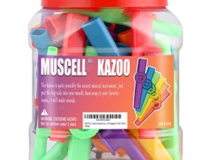 آلات موسيقية MUSCELL Kazoo ، 36 قطعة من البلاستيك مع عبوة زجاجة - ألوان متعددة