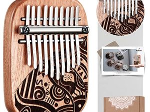 MOOZICA 10 Keys Mini Kalimba Thumb Piano ، آلة موسيقية صغيرة من خشب الماهوجني الصلب بجيب الإبهام (K10S4)