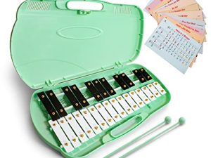 MUSICUBE 27 مفتاحًا Xylophone للأطفال البالغين أداة Glockenspiel الاحترافية مع 2 مطرقة و 11 ورقة موسيقية ألعاب موسيقية تعليمية وتعلم ما قبل المدرسة للأطفال الصغار والأولاد والبنات الذين تتراوح أعمارهم بين 3 سنوات وما فوق (G5-A7)