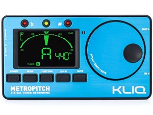 KLIQ MetroPitch - موالف المسرع لجميع الأدوات - مع الجيتار ، والباس ، والكمان ، والقيثارة ، وأوضاع الضبط اللوني - مولد النغمات - حقيبة حمل مرفقة ، أزرق
