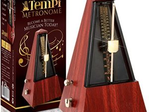 Tempi Metronome للموسيقيين - يشمل الكتاب الإلكتروني وضمان لمدة عامين - المسرع الميكانيكي للبيانو ، المسرع للجيتار / الكمان أو موسيقى المسرع للكبار والأطفال (قشرة خشب الساج البلاستيكية)