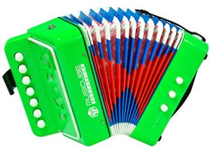 MUSICUBE Kids Accordion Instrument Toys 10 Keys Button Small Accordion for Boys & Girls Educational Musical Instrument Toys (Green)