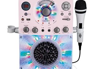 آلة الغناء SML385UP بلوتوث نظام كاريوكي مع أضواء LED ديسكو ، CD + G ، USB ، وميكروفون ، وردي ذهبي / وردي بلوري [أمازون حصريًا]