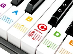 ملصقات البيانو للمبتدئين 88/76/61/54/49/37 - ملصقات لوحة مفاتيح البيانو شفافة ، قابلة للإزالة ، بأحرف كبيرة - مثالية للأطفال ، سهلة التركيب بقطعة قماش للتنظيف